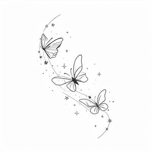 Minimalist Butterflies Stars Tattoos Sticker