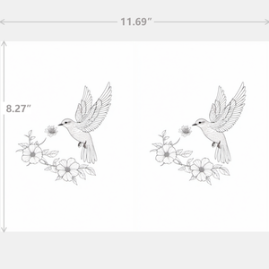 Minimalist Bird Flowers Tattoos Sticker
