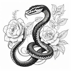 Vibrant Cobra Flowers Tattoos Sticker