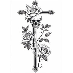 Gothic Skeleton Rose Tattoos Sticker