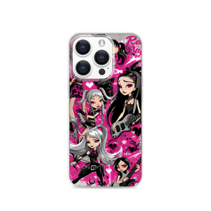 Rock and Roll Bratz Dolls Sequins Magnetic Clear Case for iPhone [Compatible with Magsafe]