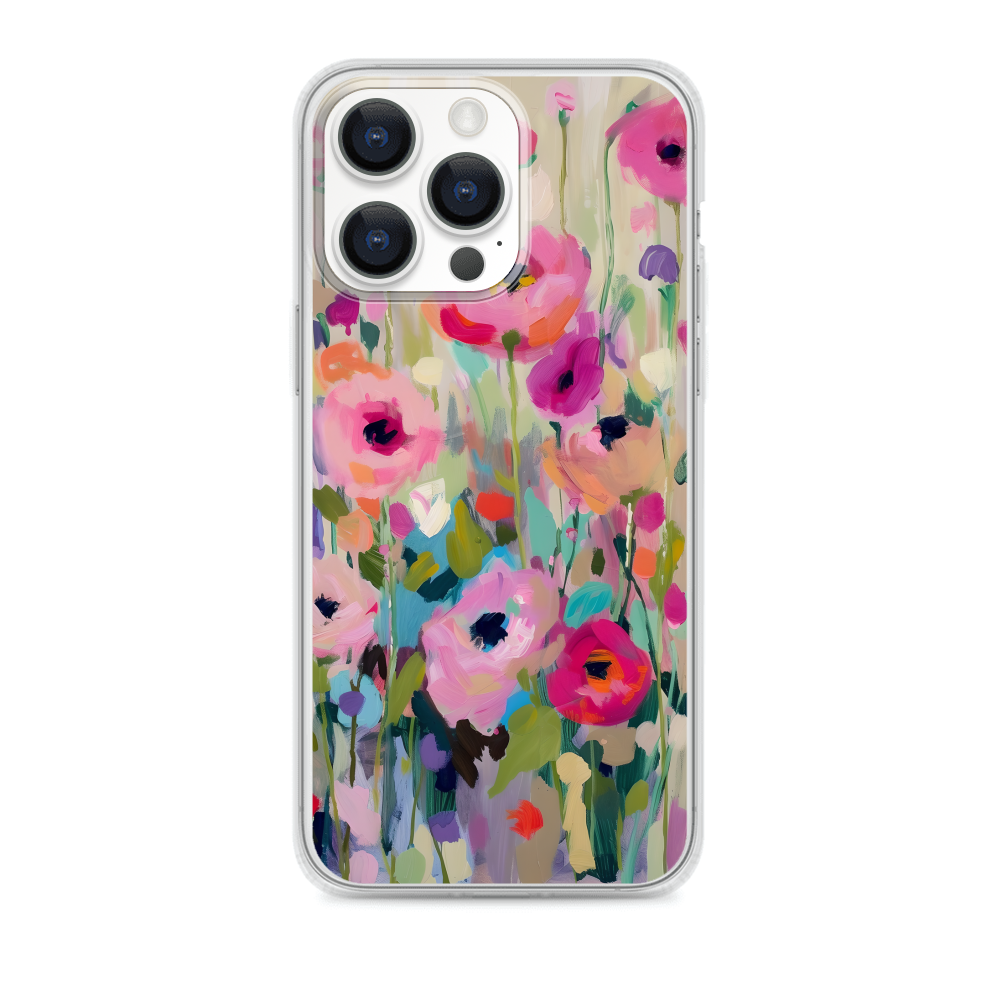 Bold Floral Oil Painting Bright Colors Magnetic Clear Case for iPhone [Compatible with Magsafe]