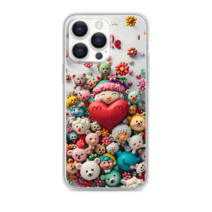 Adorable Toy Sculptures Cartoon Magnetic Clear Case for iPhone [Compatible with Magsafe]