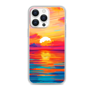 Sunset Water Stylized Pop Art Magnetic Clear Case for iPhone [Compatible with Magsafe]