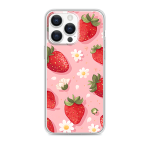 Pop Surrealism Strawberry & Flower Magnetic Clear Case for iPhone [Compatible with Magsafe]