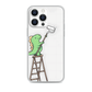 Cute Cartoon Dinosaur Paintbrush Magnetic Clear Case for iPhone [Compatible with Magsafe]