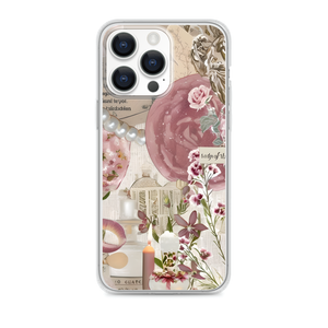 Whimsical Mini Oil Painting Stick Texture Roses Magnetic Clear Case for iPhone [Compatible with Magsafe]