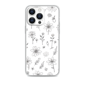 Wildflower and Lips Whimsical Illustration Magnetic Clear Case for iPhone [Compatible with Magsafe]