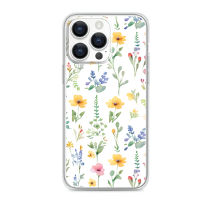 Watercolor Style Wildflower Bowknot Whimsical Magnetic Clear Case for iPhone [Compatible with Magsafe]