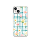 Checkered Texture and Wild Flower Watercolor Mini Magnetic Clear Case for iPhone [Compatible with Magsafe]