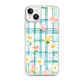 Checkered Texture and Wild Flower Watercolor Mini Magnetic Clear Case for iPhone [Compatible with Magsafe]