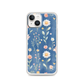 Denim Texture and Wild Flower Watercolor Mini Magnetic Clear Case for iPhone [Compatible with Magsafe]