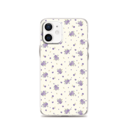 Purple Flowers Pastel Arts and Crafts Magnetic Clear Case for iPhone [Compatible with Magsafe]
