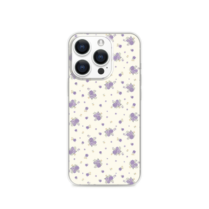 Purple Flowers Pastel Arts and Crafts Magnetic Clear Case for iPhone [Compatible with Magsafe]
