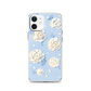 White Flowers on Blue Ultrafine Detailed Painting Magnetic Clear Case for iPhone [Compatible with Magsafe]