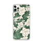 White Flowers with Green Leaves Fine Foliage Digital Rendering Magnetic Clear Case for iPhone [Compatible with Magsafe]