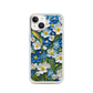Impasto Oil Painting White and Blue Flowers Papers Book Cover Magnetic Clear Case for iPhone [Compatible with Magsafe]