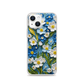 Impasto Oil Painting White and Blue Flowers Papers Book Cover Magnetic Clear Case for iPhone [Compatible with Magsafe]