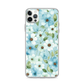 Cute Blue and White Flower Pattern Minimalist Magnetic Clear Case for iPhone [Compatible with Magsafe]