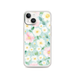 Cute Pink and White Flower Pattern Minimalist Magnetic Clear Case for iPhone [Compatible with Magsafe]