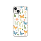 Fresh and Cute Mini Wildflower and Butterflies Illustration Magnetic Clear Case for iPhone [Compatible with Magsafe]