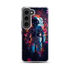 Vibrant Floral Silicone 3D Astronaut Magnetic Clear Case for Samsung [Compatible with Magsafe]