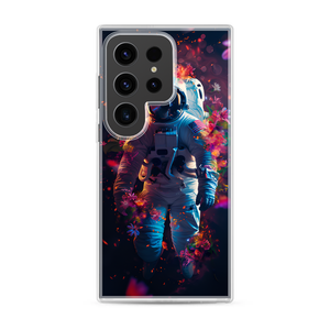 Vibrant Floral Silicone 3D Astronaut Magnetic Clear Case for Samsung [Compatible with Magsafe]