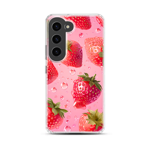 Vibrant Strawberry Matte Finish Graffiti Magnetic Clear Case for Samsung [Compatible with Magsafe]