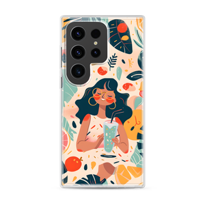 Vintage Sticker-style Illustration Magnetic Clear Case for Samsung [Compatible with Magsafe]