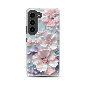 Lovely Flower Pointillism Painting Magnetic Clear Case for Samsung [Compatible with Magsafe]