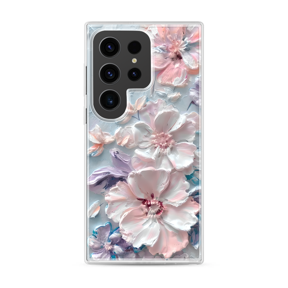 Lovely Flower Pointillism Painting Magnetic Clear Case for Samsung [Compatible with Magsafe]