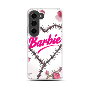Tough Barbie Heart Graphic Pink Magnetic Clear Case for Samsung [Compatible with Magsafe]