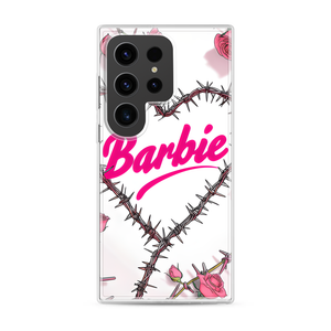 Tough Barbie Heart Graphic Pink Magnetic Clear Case for Samsung [Compatible with Magsafe]