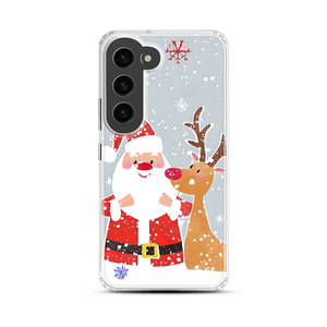 Christmas Reindeer & Santa Claus Snowflake Magnetic Clear Case for Samsung [Compatible with Magsafe]