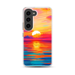Sunset Water Stylized Pop Art Magnetic Clear Case for Samsung [Compatible with Magsafe]