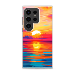 Sunset Water Stylized Pop Art Magnetic Clear Case for Samsung [Compatible with Magsafe]