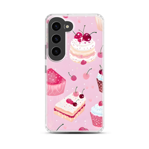 Cute Pastel Cherry Cake Magnetic Clear Case for Samsung [Compatible with Magsafe]