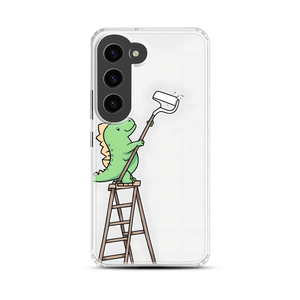 Cute Cartoon Dinosaur Paintbrush Magnetic Clear Case for Samsung [Compatible with Magsafe]