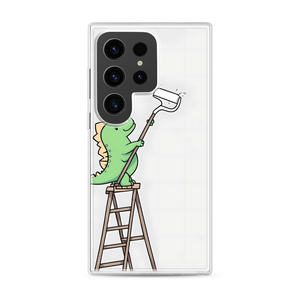 Cute Cartoon Dinosaur Paintbrush Magnetic Clear Case for Samsung [Compatible with Magsafe]