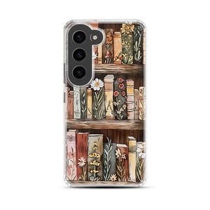 Rustic Floral Books Magnetic Clear Case for Samsung [Compatible with Magsafe]