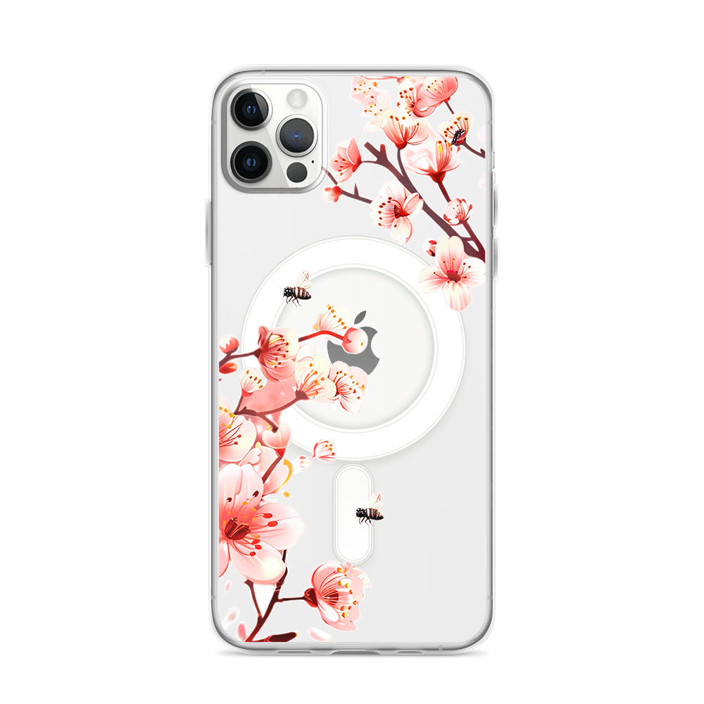 Peach Blossom Magnetic Clear Case for iPhone
