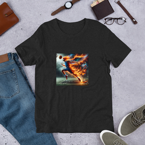 Flaming Phoenix Basketball Surrealism Unisex Staple T-Shirt | Bella + Canvas 3001 Front