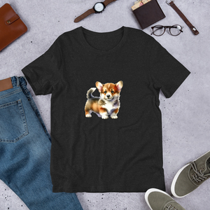 Corgi Puppy Watercolor Unisex Staple T-Shirt | Bella + Canvas 3001 Front