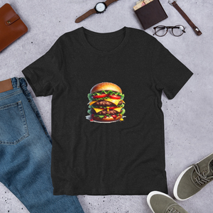 Juicy Hamburger Watercolor Unisex Staple T-Shirt | Bella + Canvas 3001 Front