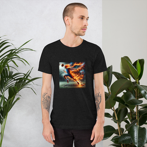 Flaming Phoenix Basketball Surrealism Unisex Staple T-Shirt | Bella + Canvas 3001 Front